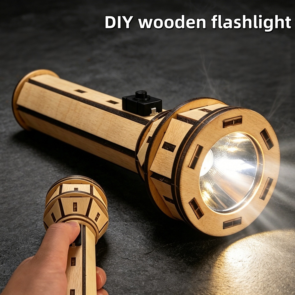 Science Hobbyist - Wooden DIY Flashlight Puzzle Kit STEM
