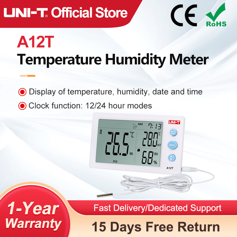 UNI-T A12T Digital LCD Thermom - Weather Station Indoor recension och pris