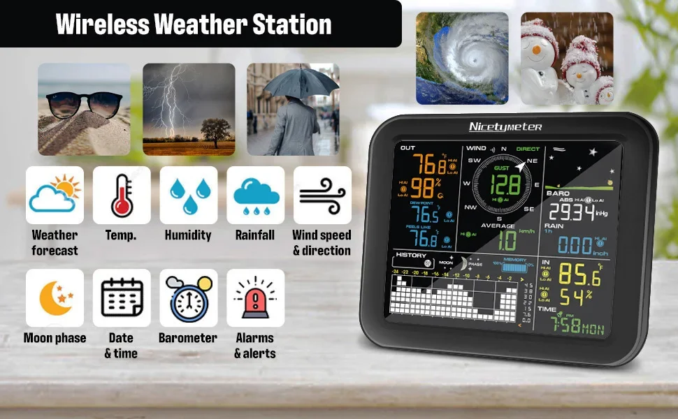 Outdoor Wind Speed Rainfall Wi - Weather Station Indoor recension och pris